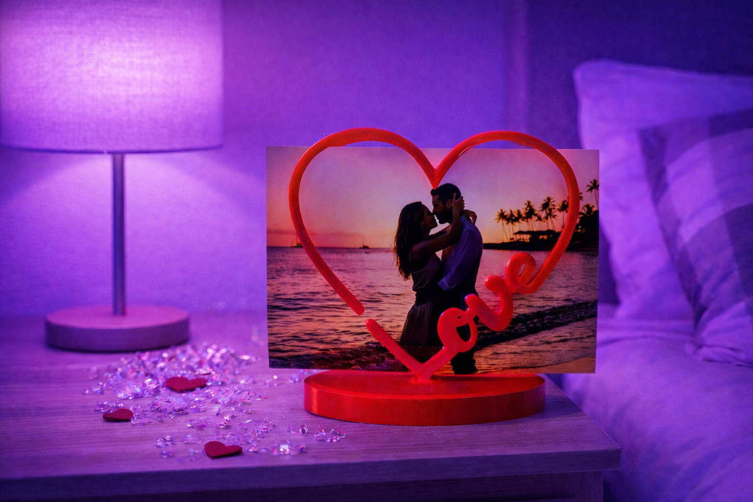 ستاند ديكور أنيق بتصميم قلب يحمل صورة خاصة