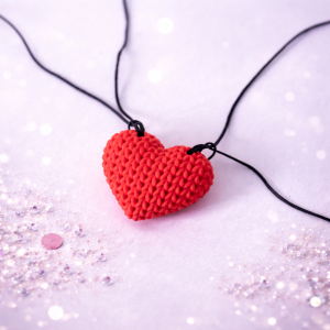قلادة أنيقة بتصميم قلب ثلاثي الأبعاد بملمس مميز