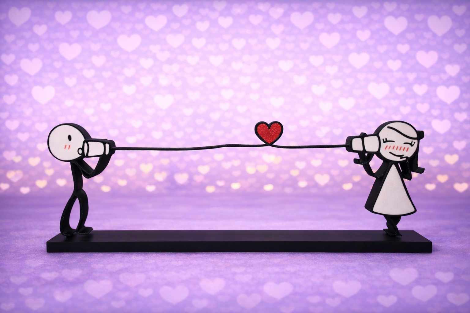 ديكور حب “رسالة من القلب” – مجسم زوجين بتليفون خيط