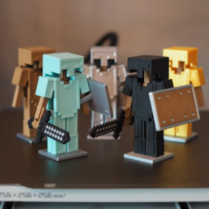 مجسمات ماينكرافت ثلاثية الأبعاد – شخصيات مع سيف ودرع